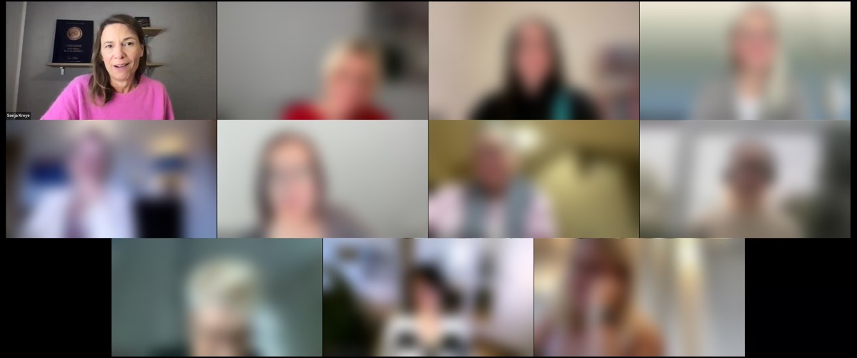 Zoom-Ansicht vom Umsetzungstag am 24. Oktober mit Sonja Kreye und den Teilnehmenden